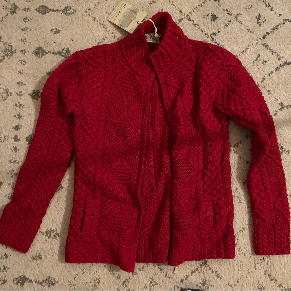 Blarney Arab Megan Zip Cardigan Red, Small